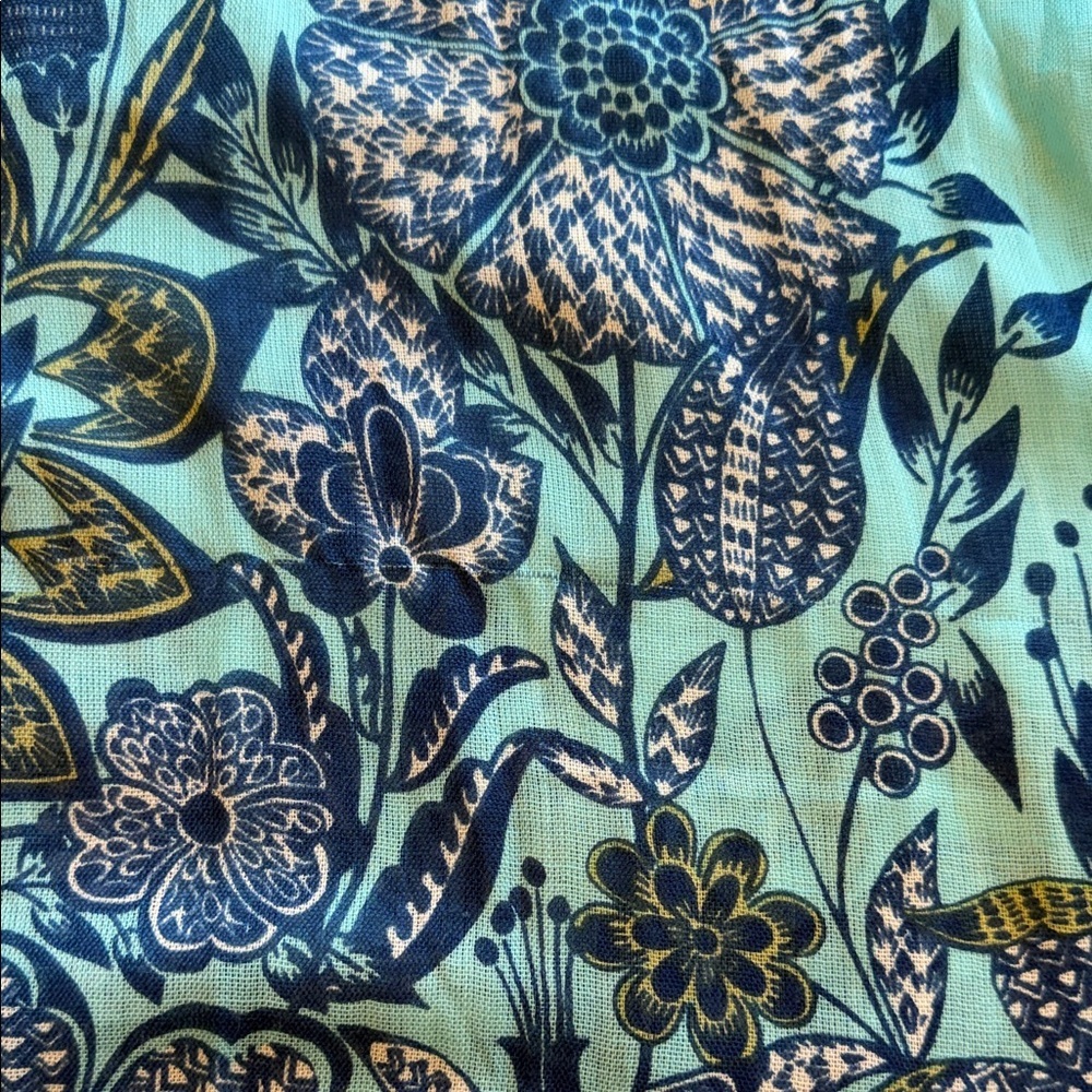 Lands' End Blue and Yellow Beautiful Floral Scarf 66” - Picture 7 of 8